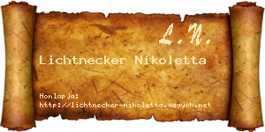 Lichtnecker Nikoletta névjegykártya